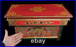 Table tibétaine à thé pliante bouddhique 51x26cm Chepu Meuble Autel Tibet 26756