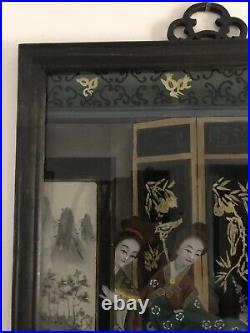 Tableau Peinture Fixee Sous Verre Chine Chinois Asiatique Japonais Orient