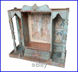 Temple de Maison Tiroir Gujarat Ancien Piece d'Origine Bois Inde 64x16x61cm
