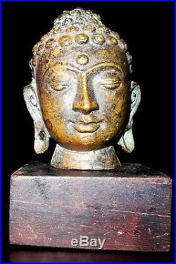 Tete De Bouddha Shakyamuni En Bronze- Thailand Siam Sukhothai Bronze Buddha Head