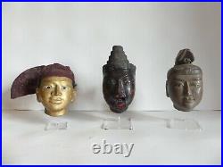 Tête Marionnette Bouddha Expression Birmanie XIX Puppet Head Burma Myanmar Old
