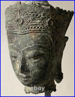Tête de Bouddha en bronze Ayuthiá Thaïlande 17/18 éme siècle Asie du Sud Est