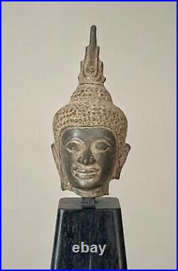 Tête de Bouddha en bronze Thaïlande, 18 éme siècle art dAsie du Sud Est