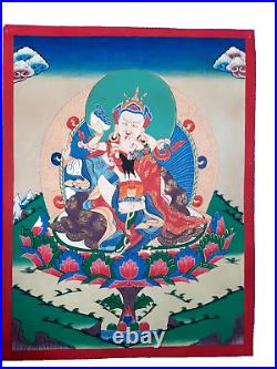 Thangka de Guru Rimpoche en aspect Yab-Yum
