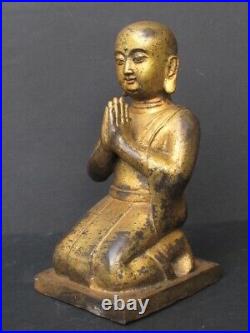 Touchant Moine en Prière en Bronze de CHINE