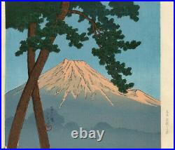 UWEstampe japonaise originale Kawase Hasui 1935 Le Mont Fuji au crépuscule 16