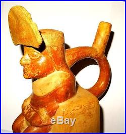 Vase Precolumbian Mochica 100/500 Ad Peru Moche Pre-columbian Stirrup Vessel