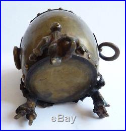 Vase pot tonneau tripode en bronze 19e siècle Chine China