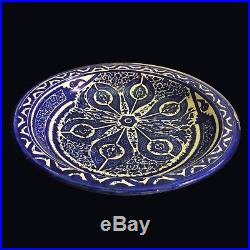 Very Large Dish Persian Blue Islamic Antique Ceramic North Africa Morocco 1900's