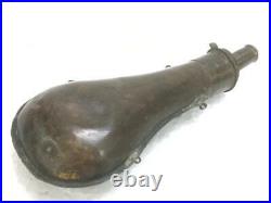 Vintage Ancien Rare Main Crafted Unique Laiton Gun Poudre Flasque Pot Collection