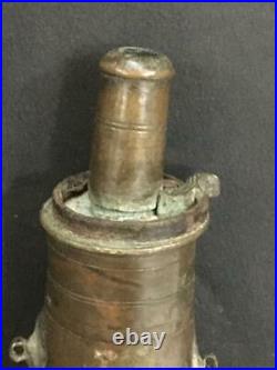 Vintage Ancien Rare Main Crafted Unique Laiton Gun Poudre Flasque Pot Collection